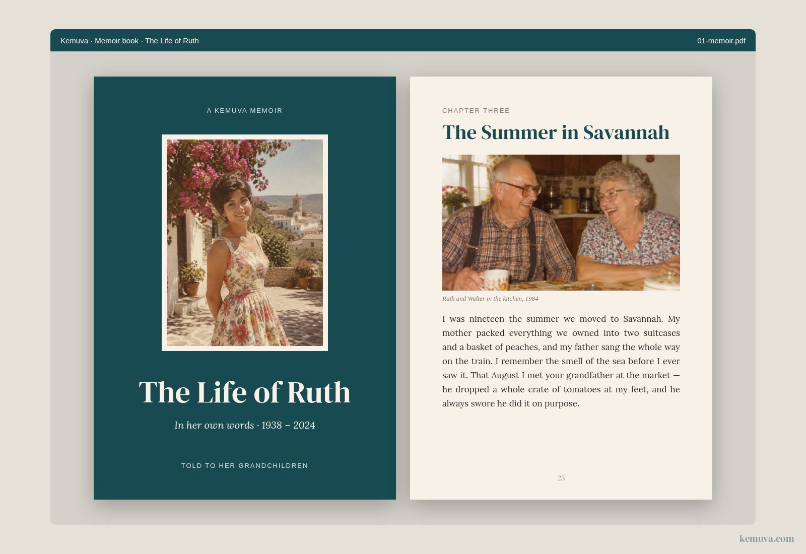 Grandparent's life story book sample