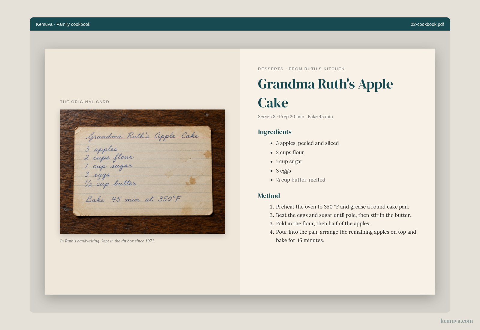 Family cookbook sample
