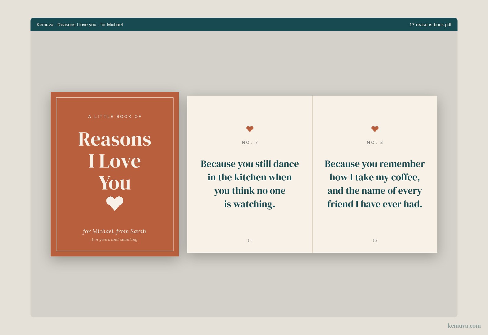 Reasons I love you sample
