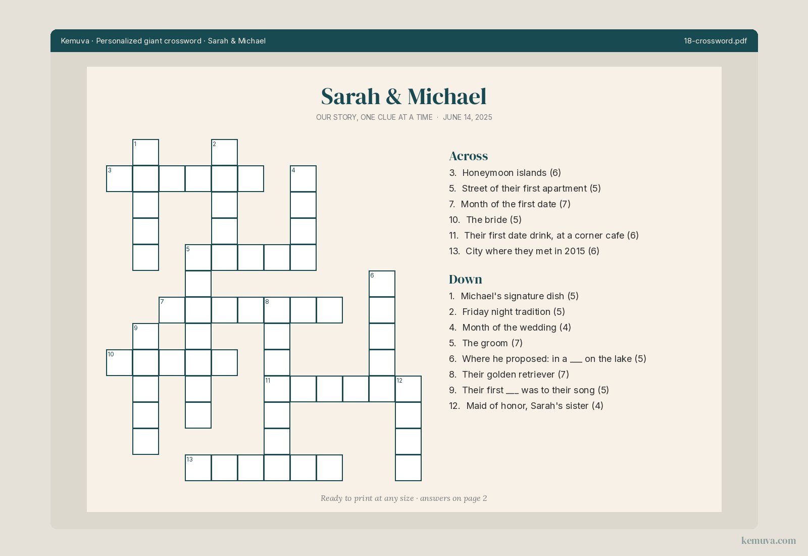 Giant crossword sample