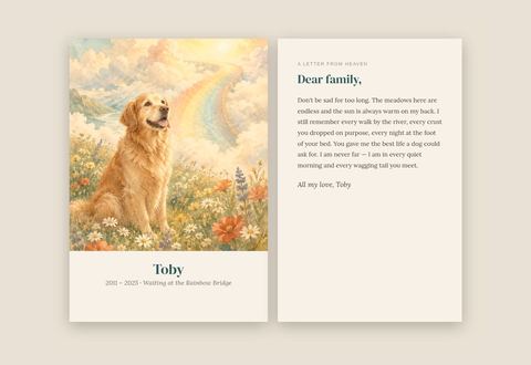 Rainbow Bridge memorial portrait sample